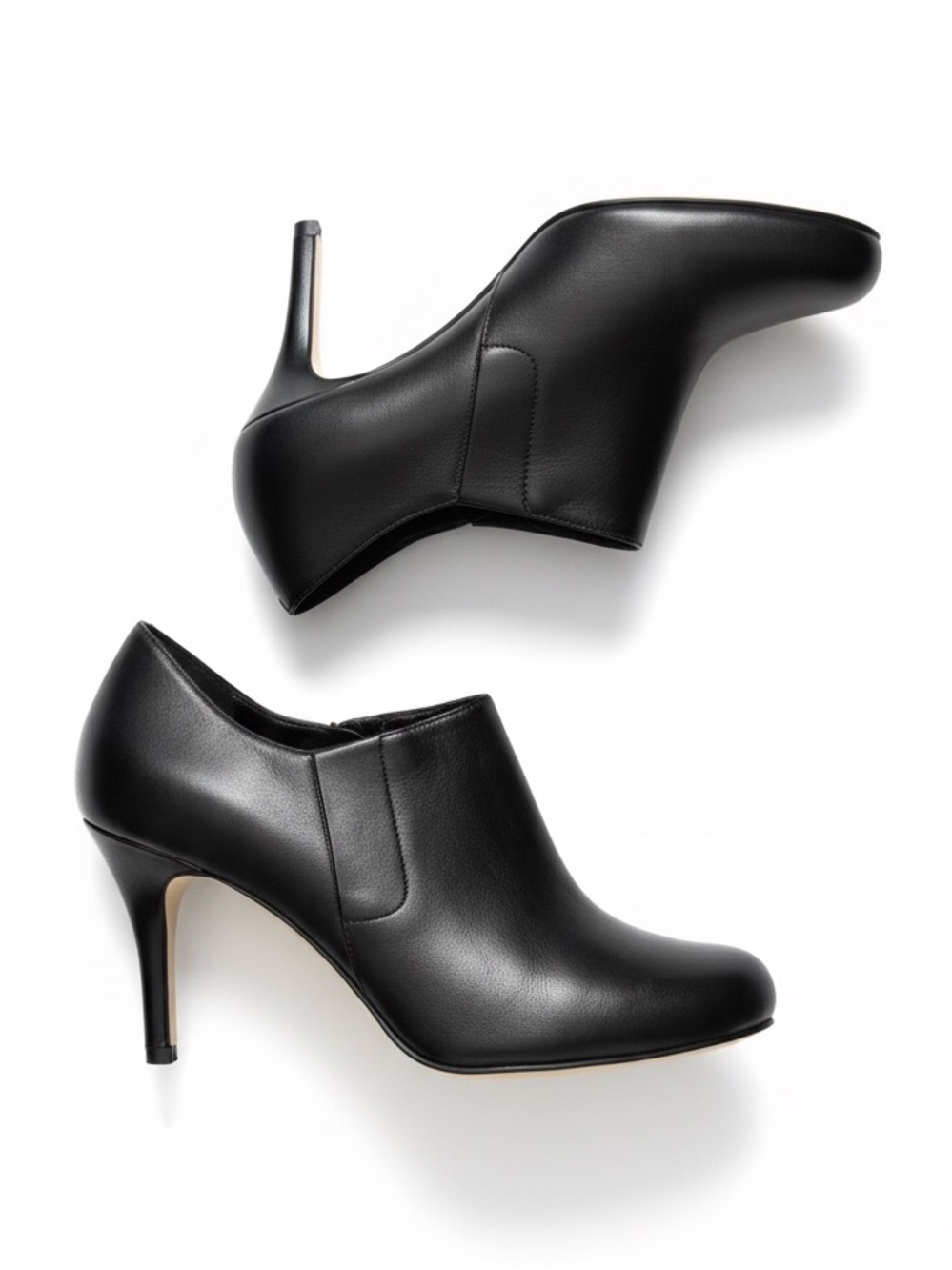 Cole Haan Leather Ankle Booties Black Almond Toe Heels Classic Office Size 8